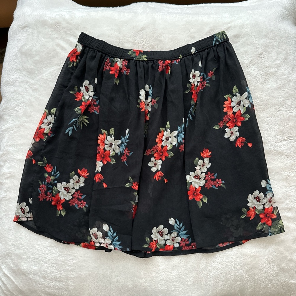 Floral Black Skirt